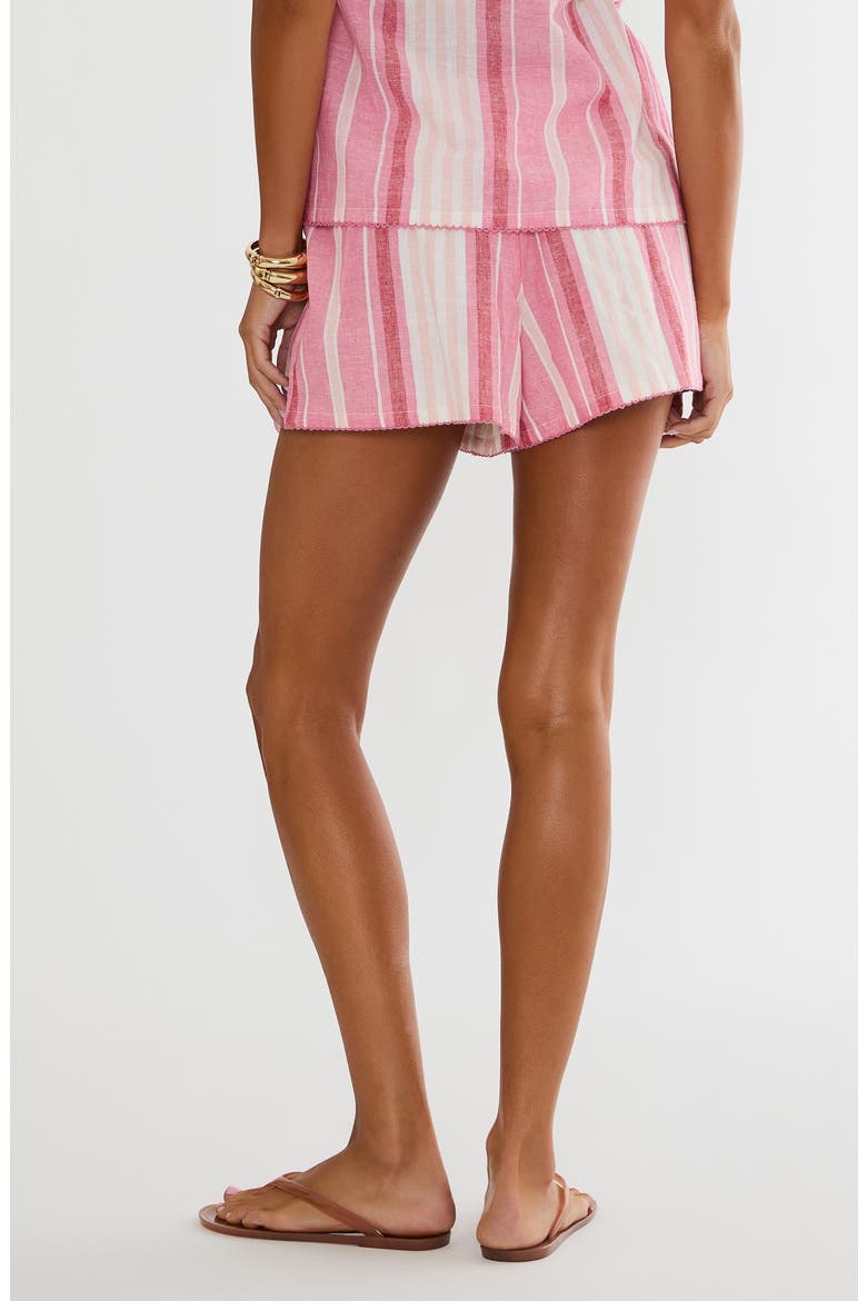 Birkley Polka Dot Cotton & Linen Cover-Up Shorts, Alternate, color, BUBBLEGUM