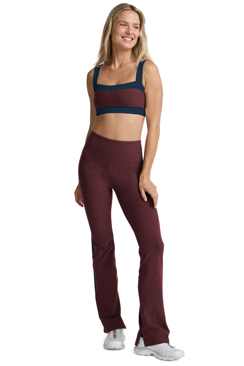 Spacedye Gemini Colorblock High Waist Flare Pants, Alternate, color, MIDNIGHT BURGUNDY HEATHER