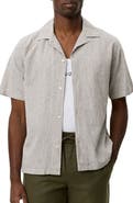 Les Deux Lukas Stripe Cotton & Linen Camp Shirt