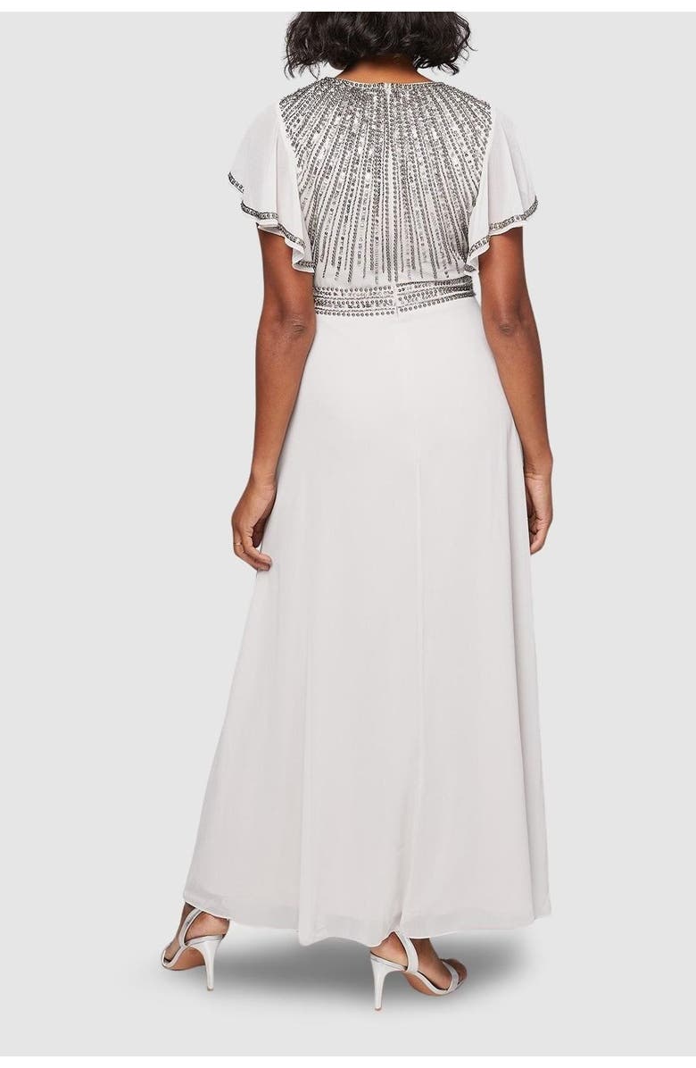 Wallis Embellished Ruffle Sleeve Maxi Dress, Alternate, color, Grey