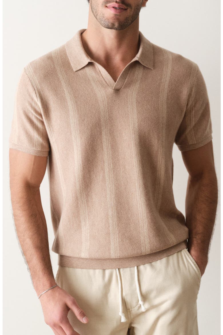 Liam Cotton Blend Polo Sweater, Main, color, DRIFTWOOD STRIPE
