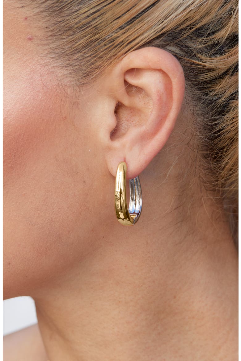 Two-Tone Reversible Oval Hoop Earrings, Alternate, color, TWO-TONE