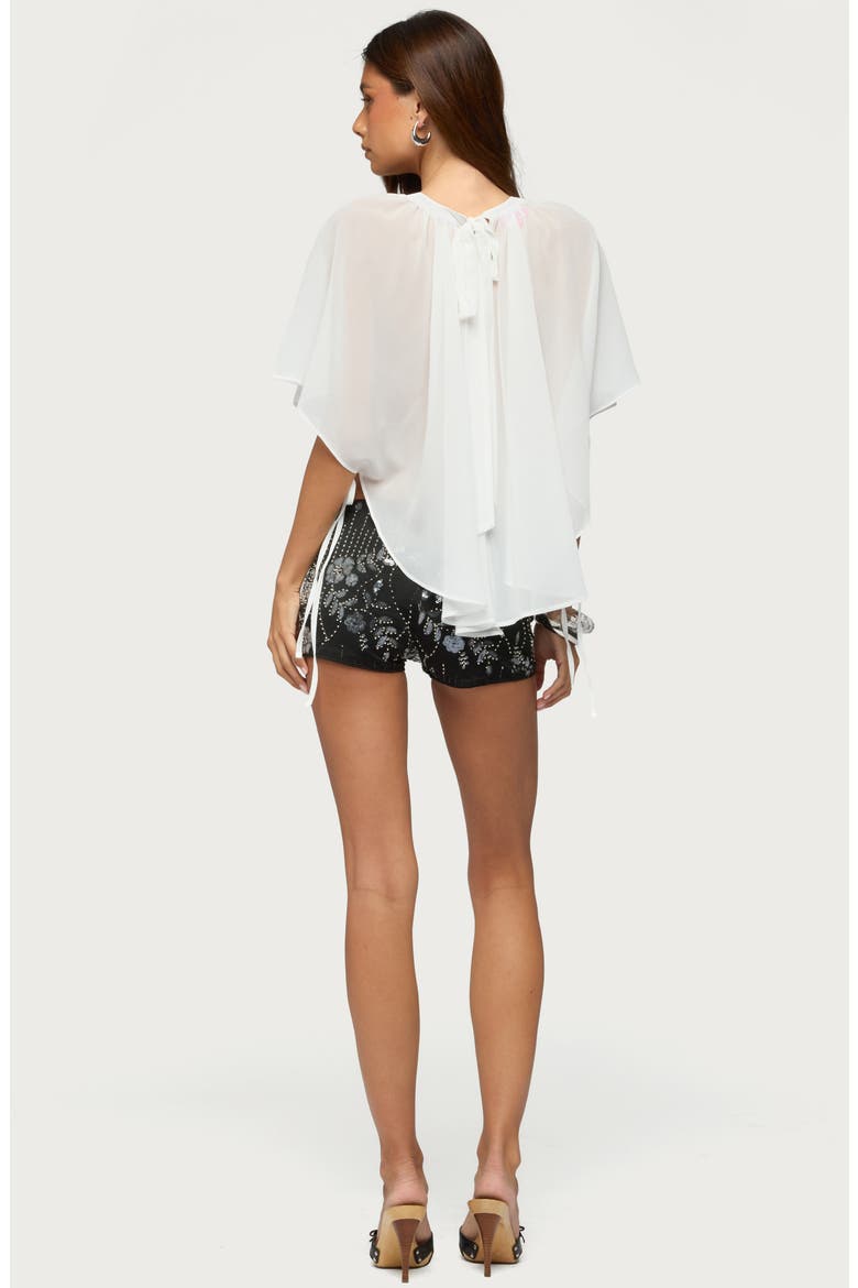 Sable Flowy Asymmetric Chiffon Top, Alternate, color, WHITE