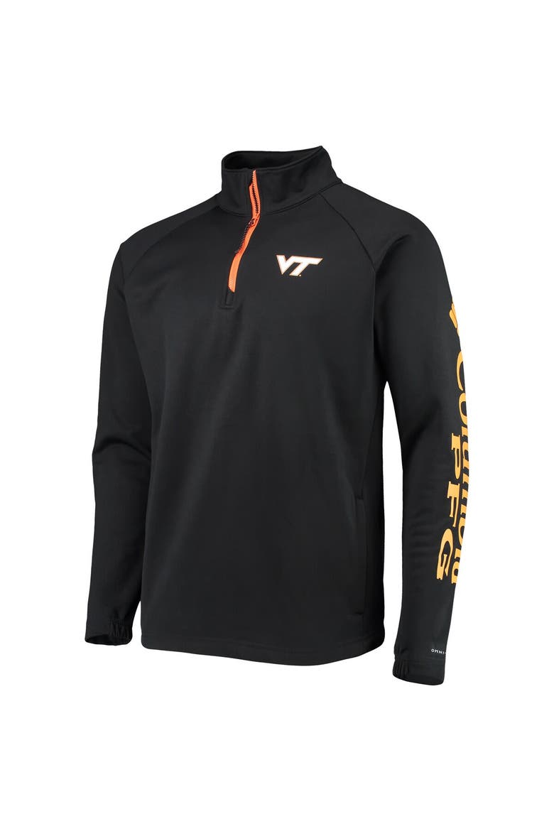 Men's Columbia Black Virginia Tech Hokies Terminal Tackle Fleece Raglan Omni-Shade Quarter-Zip Jacket, Alternate, color, Black