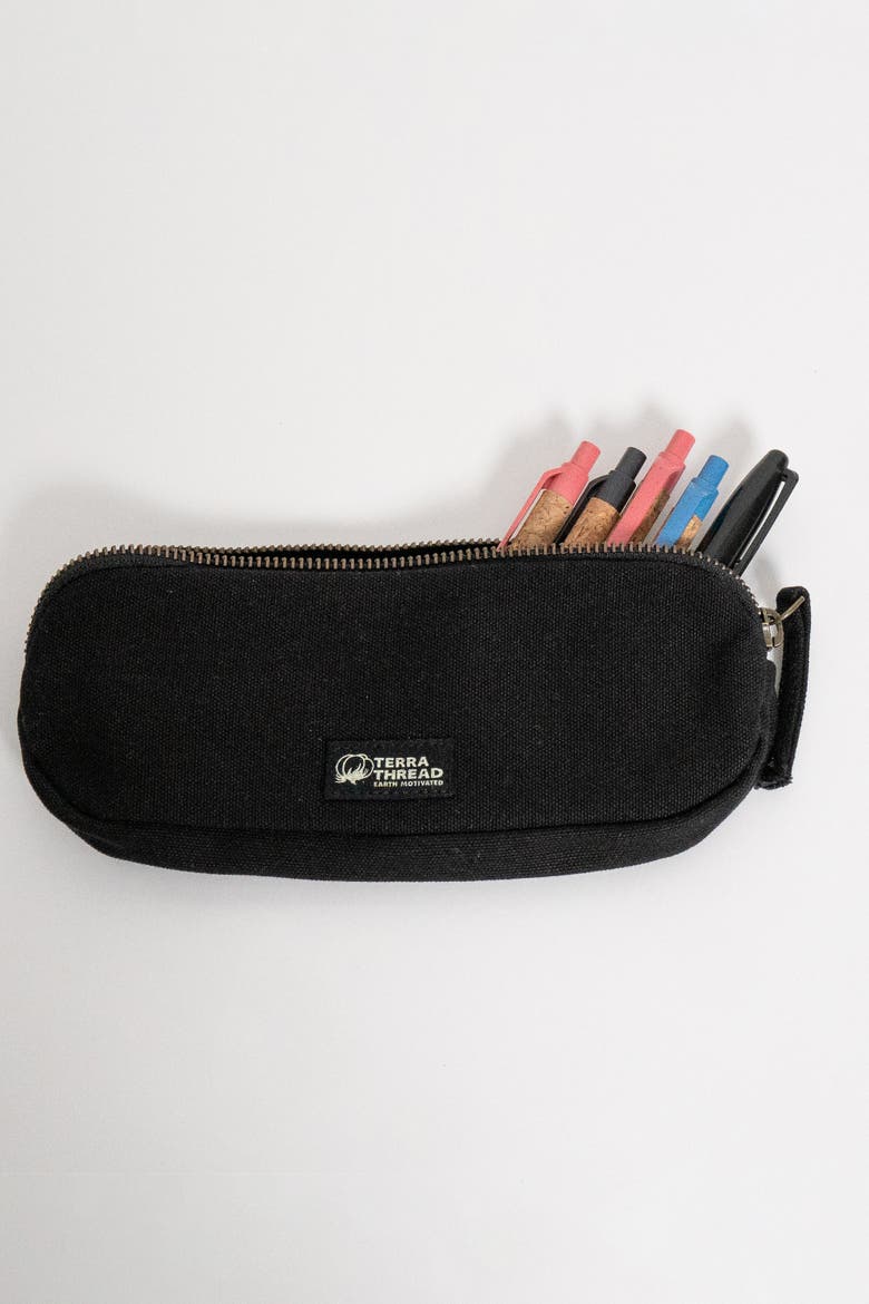 Organic Cotton Pencil Bag, Alternate, color, Ivory Black