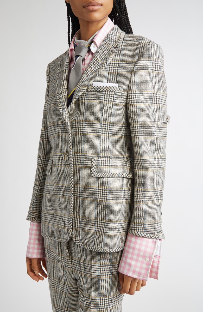 Thom Browne Pow Glen Plaid Hunting Tweed Single Breasted Blazer, Alternate, color, Black/ White