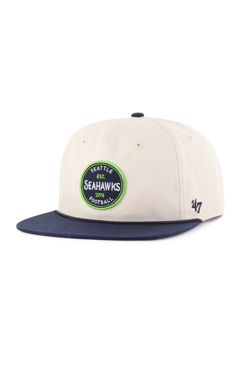 '47 Men's '47 Natural Seattle Seahawks Payson Captain Adjustable Hat, Main, color, Natural