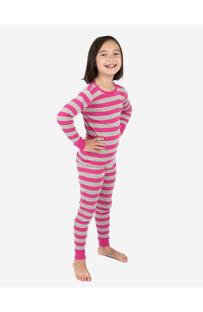 Leveret Kids Two-Piece Striped Cotton Matching Family Pajamas, Alternate, color, Berry & Chime