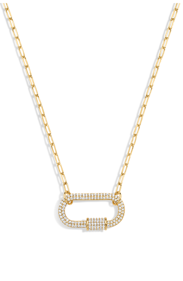 Electric Picks Melrose Crystal Carabiner Necklace, Main, color, Gold