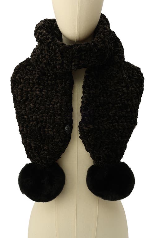Kurt Geiger London Chunky Chenille Pompom Scarf In Black