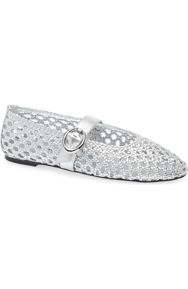 Stuart Weitzman Thea Mary Jane Flat, Main, color, Silver