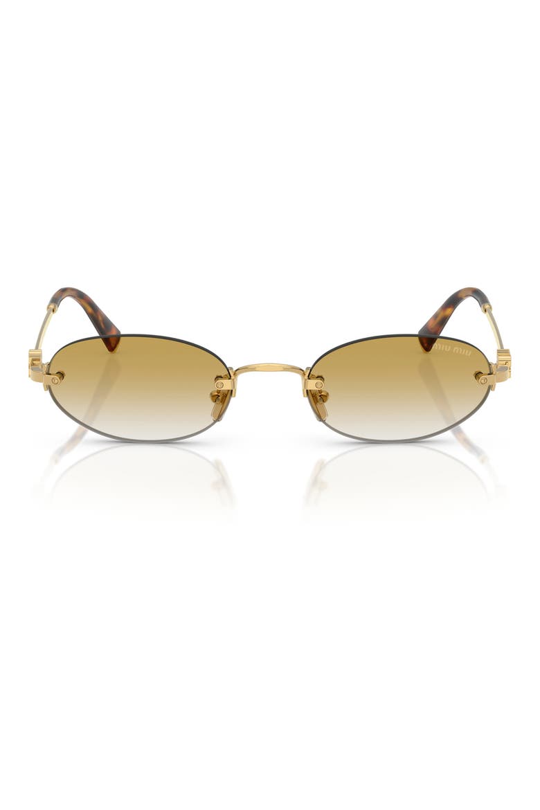 Miu Regarde 51mm Gradient Oval Sunglasses, Main, color, GOLD / CLEAR GRADIENT BROWN