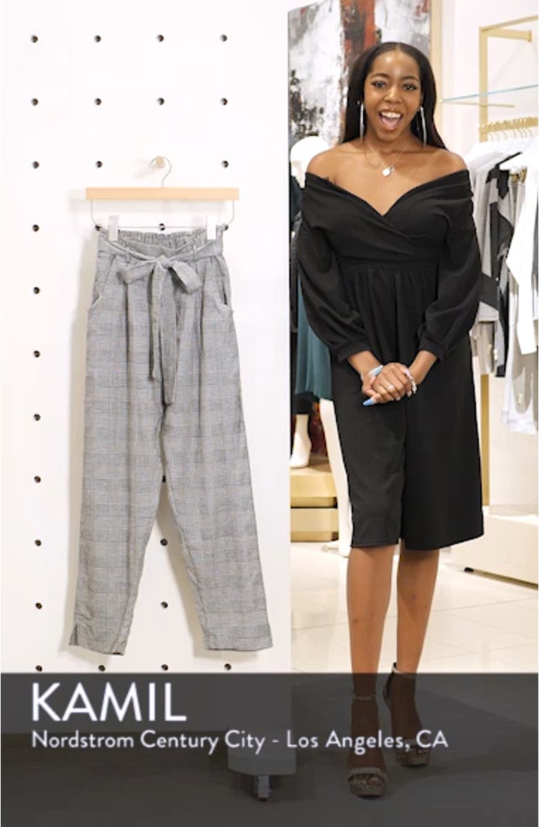 High Rise Paperbag Waist Glen Plaid Pants, sales video thumbnail