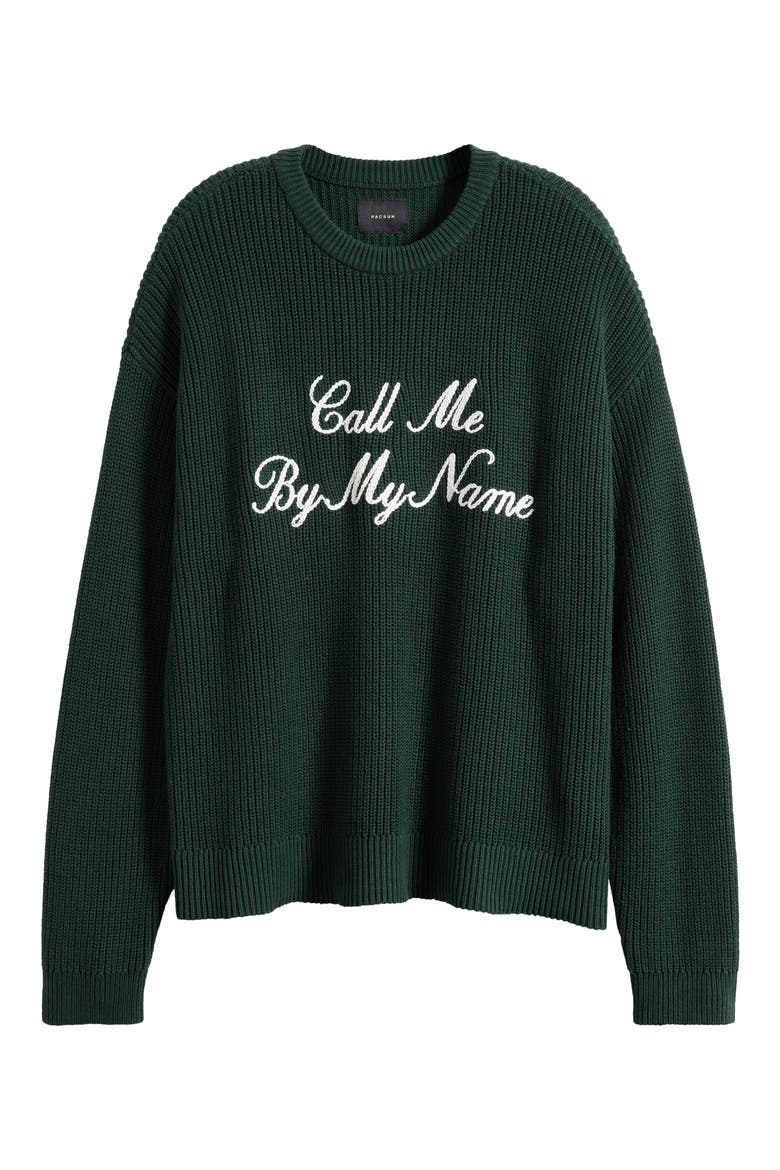 By My Name Crewneck Cotton Sweater, Alternate, color, GREEN