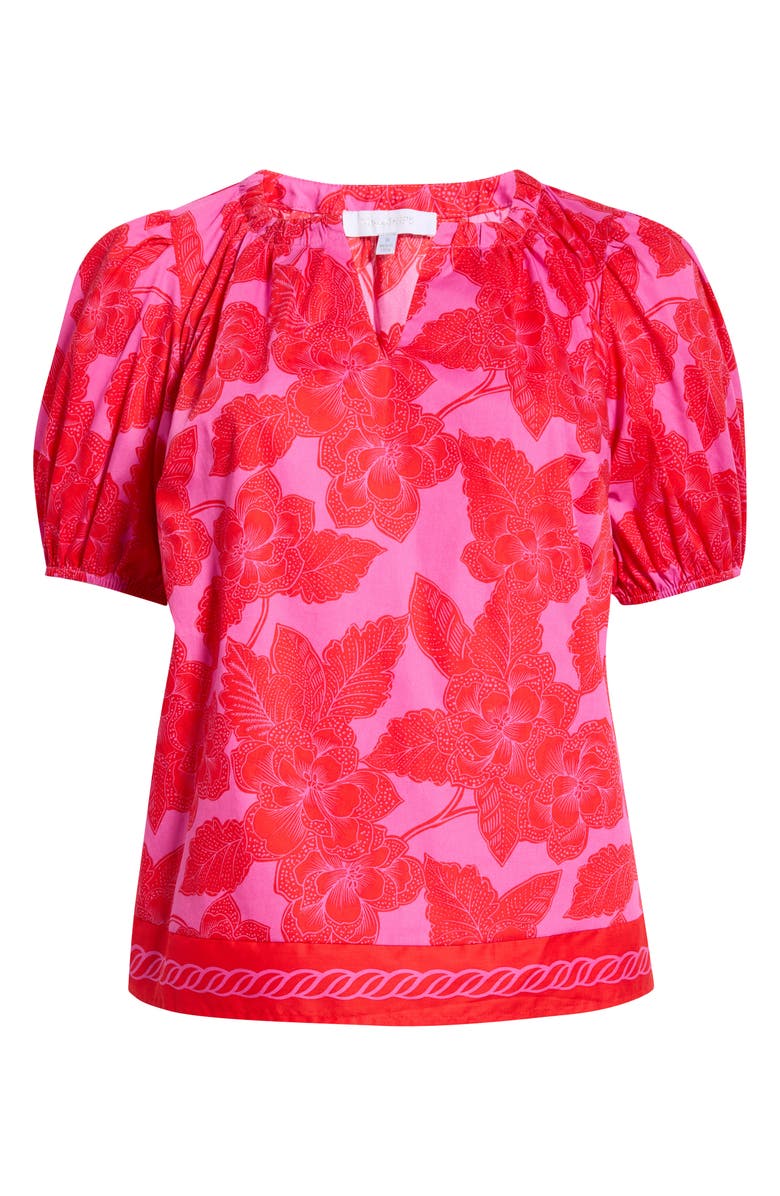 SUGARLIPS Rency Floral Gily Puff Sleeve Cotton Top, Alternate, color, Fuchsia-Red