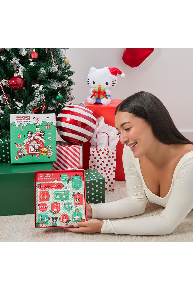Advent Calendar 12-Piece Jewelry Set with Earrings, Charms, and Bracelets, Alternate, color, Multicolor