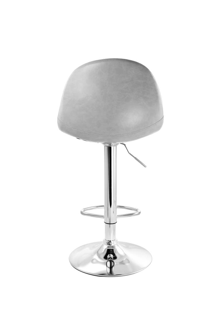 2 Piece Adjustable Faux Leather Bucket Bar Stools, Alternate, color, Gray