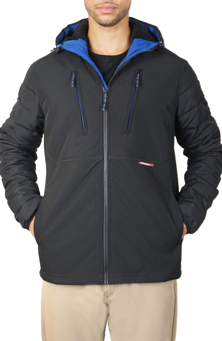 HAWKE & CO Softshell Bonded Faux Shearling Lined Zip Hoodie, Main, color, 