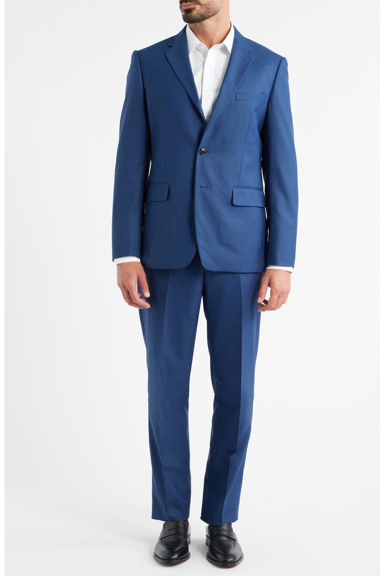 Modern Fit Medium Blue Textured Wool Blend Suit, Main, color, NAVY