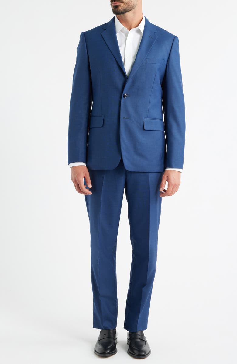 DANIEL HECHTER Modern Fit Medium Blue Textured Wool Blend Suit, Main, color, Navy