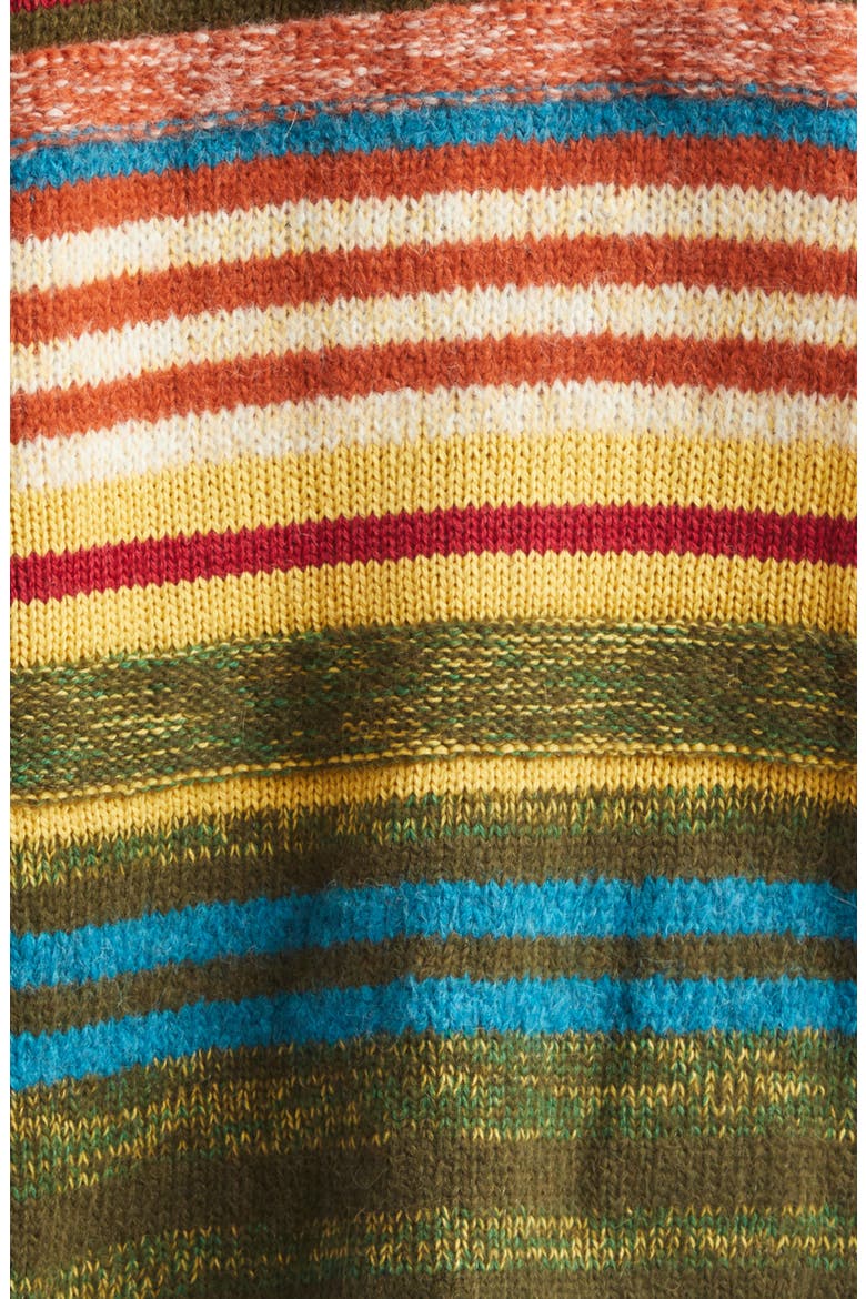 Stripe Hooded Alpaca & Merino Wool Blend Fulll Zip Sweater, Alternate, color, RAINBOW