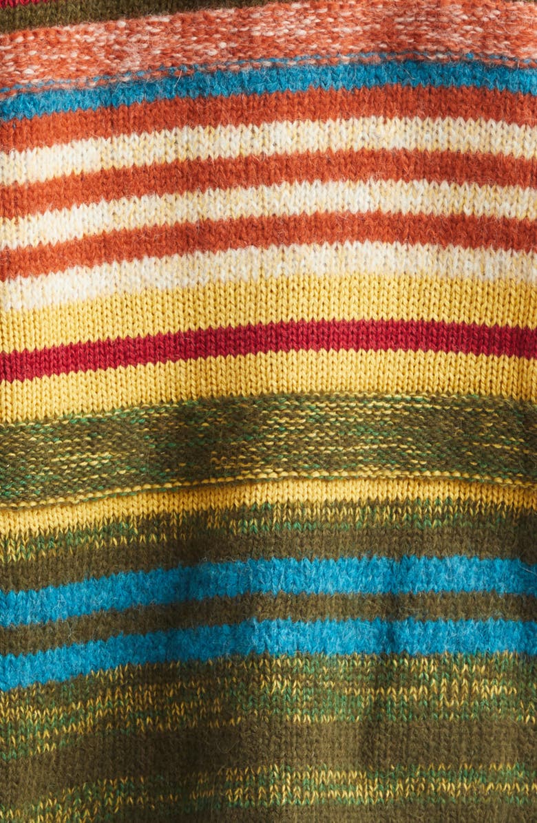 Paolina Russo Stripe Hooded Alpaca & Merino Wool Blend Fulll Zip Sweater, Alternate, color, Rainbow