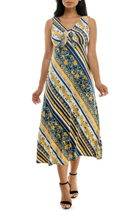 Tie Front Sleeveless Midi Dress