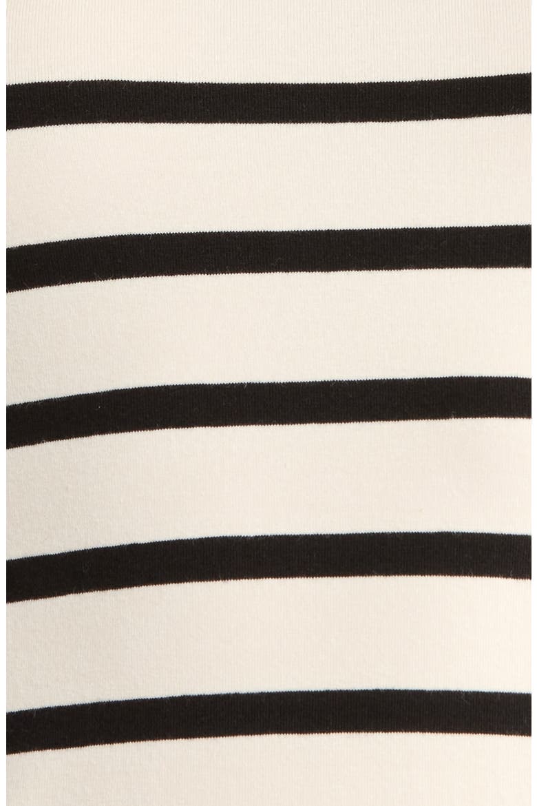 Super Stretch Cotton Blend T-Shirt, Alternate, color, BLACK ECRU WIDE STRIPE