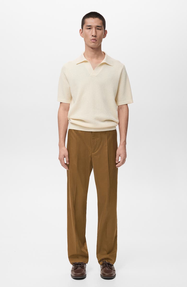 MANGO Structured Knit Polo, Alternate, color, Ecru