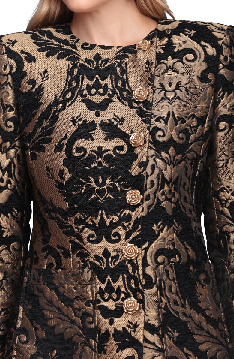 Avec Les Filles Metallic Tapestry Embroidery Jacket, Alternate, color, Black-Gold