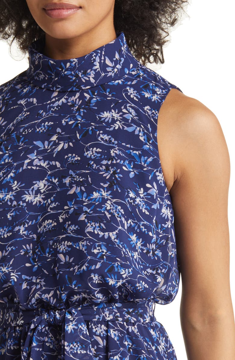 Harper Rose Floral Print Tie Waist Chiffon Midi Dress | Nordstrom