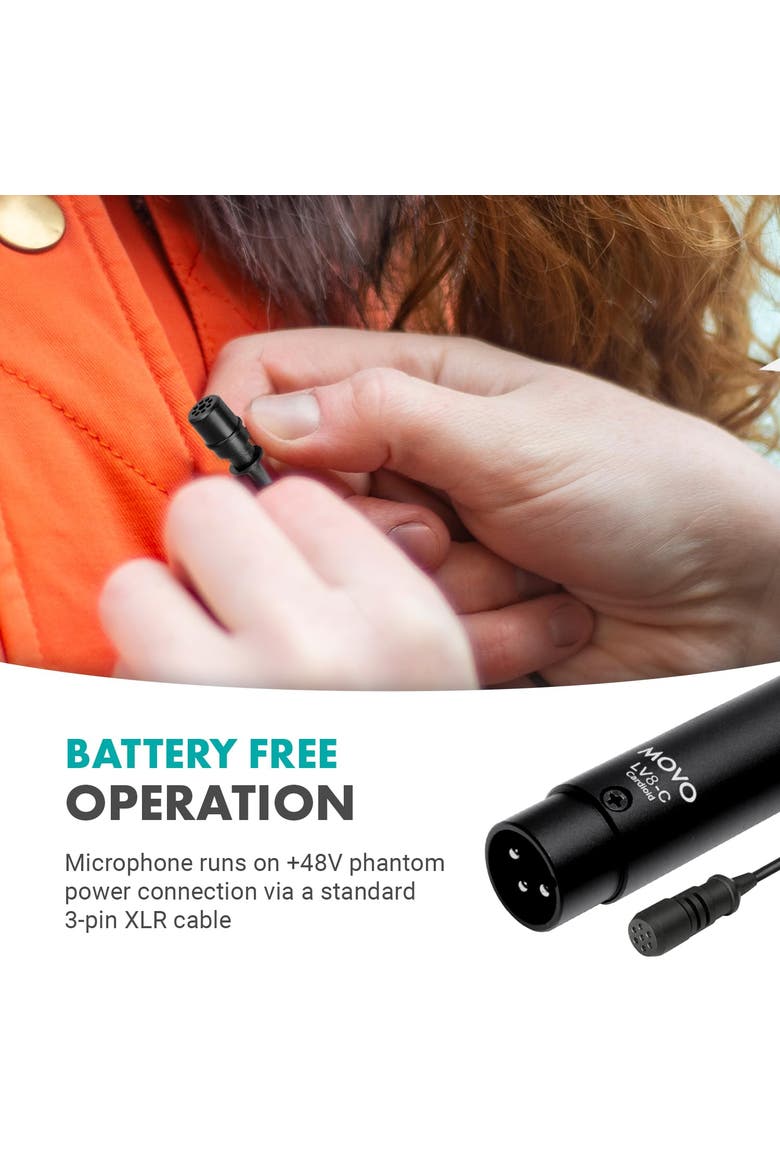 LV8-C Broadcast-Quality XLR Lavalier Mic - Cardioid Condenser, Alternate, color, Black