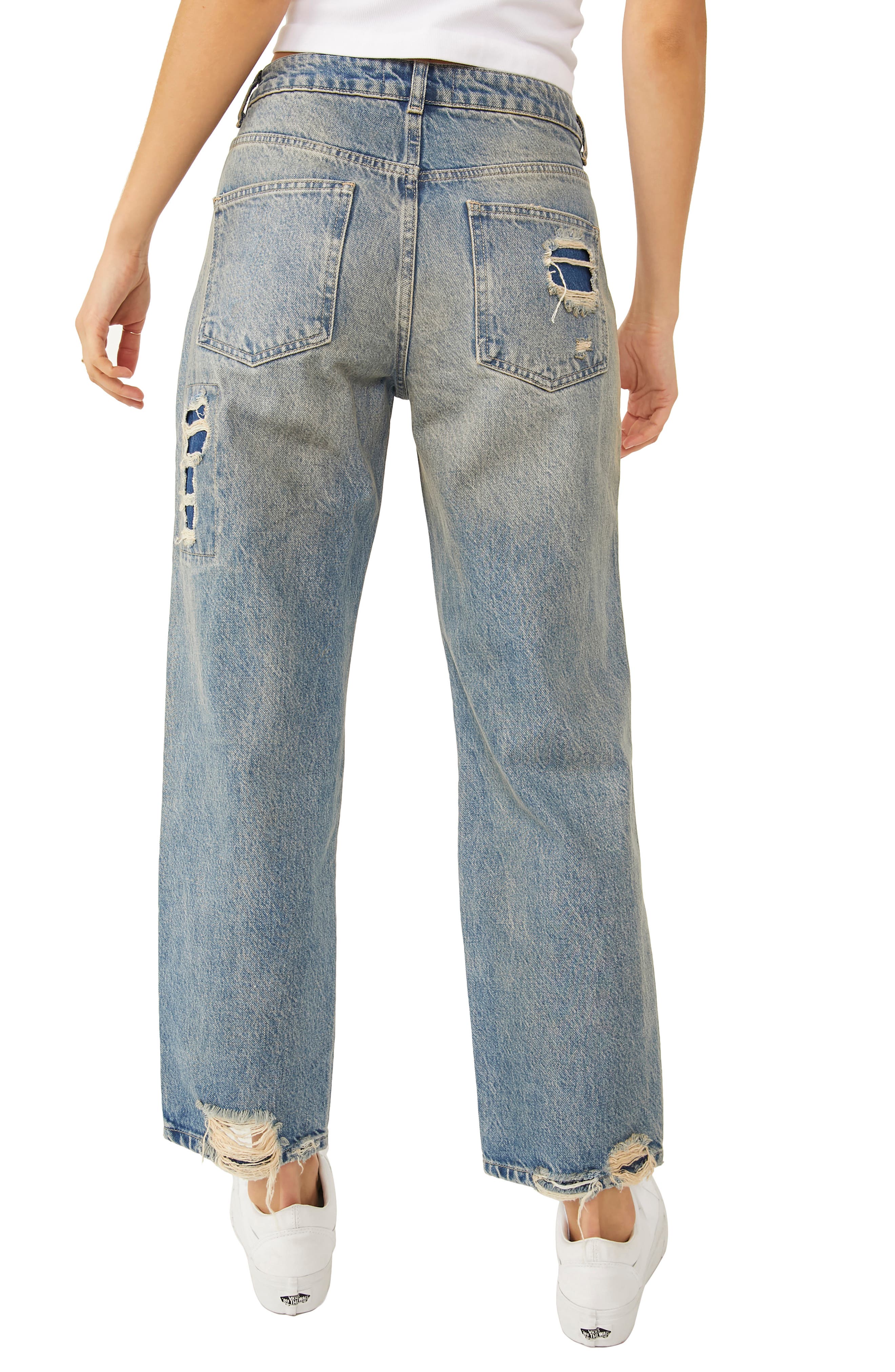 Free People Desert Rose Floral Distressed Straight Leg Jeans (Women ...