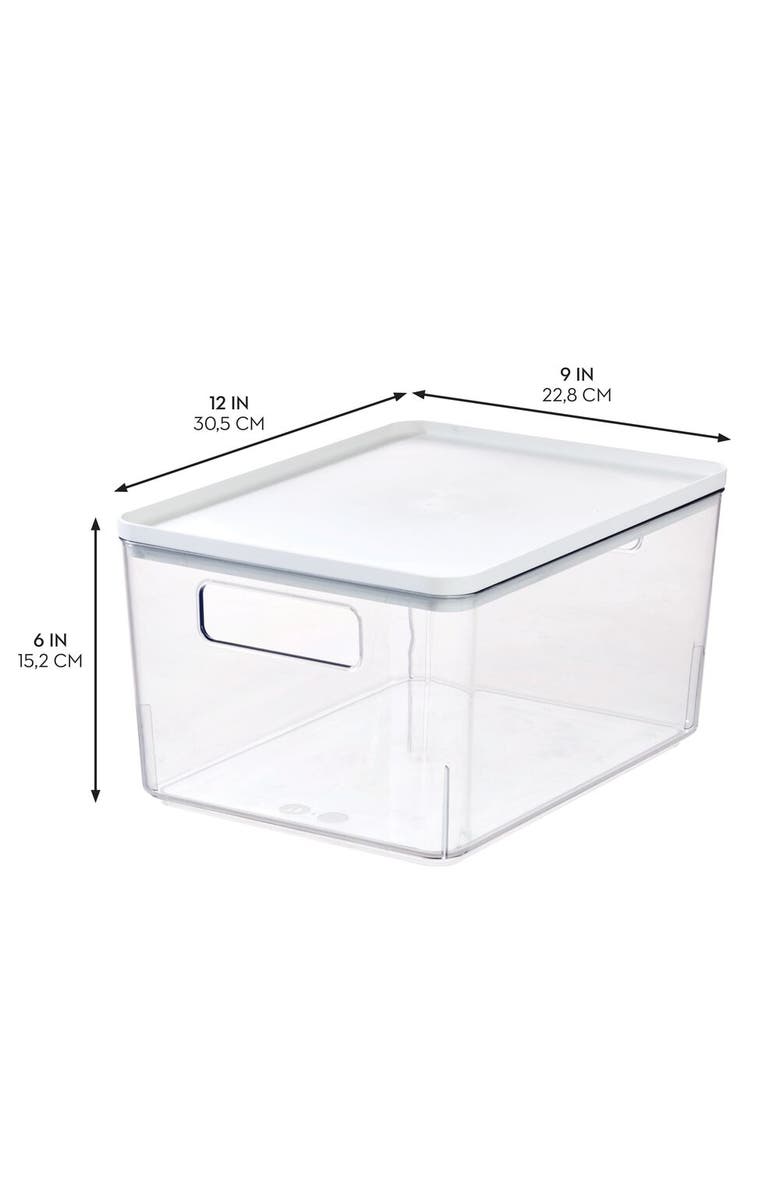 Basic Pantry Bin with Removable Lid - Plastic Storage Bin with Handles - Set of 6, Clear/White, Alternate, color, Clear