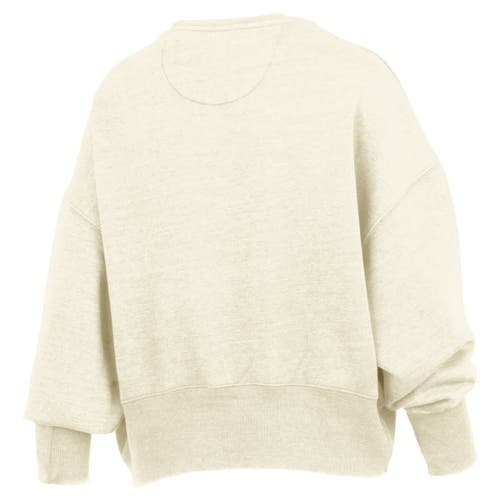 Pressbox Natural Virginia Tech Hokies Oversized Waist-length Crewneck Sweatshirt In Neutral