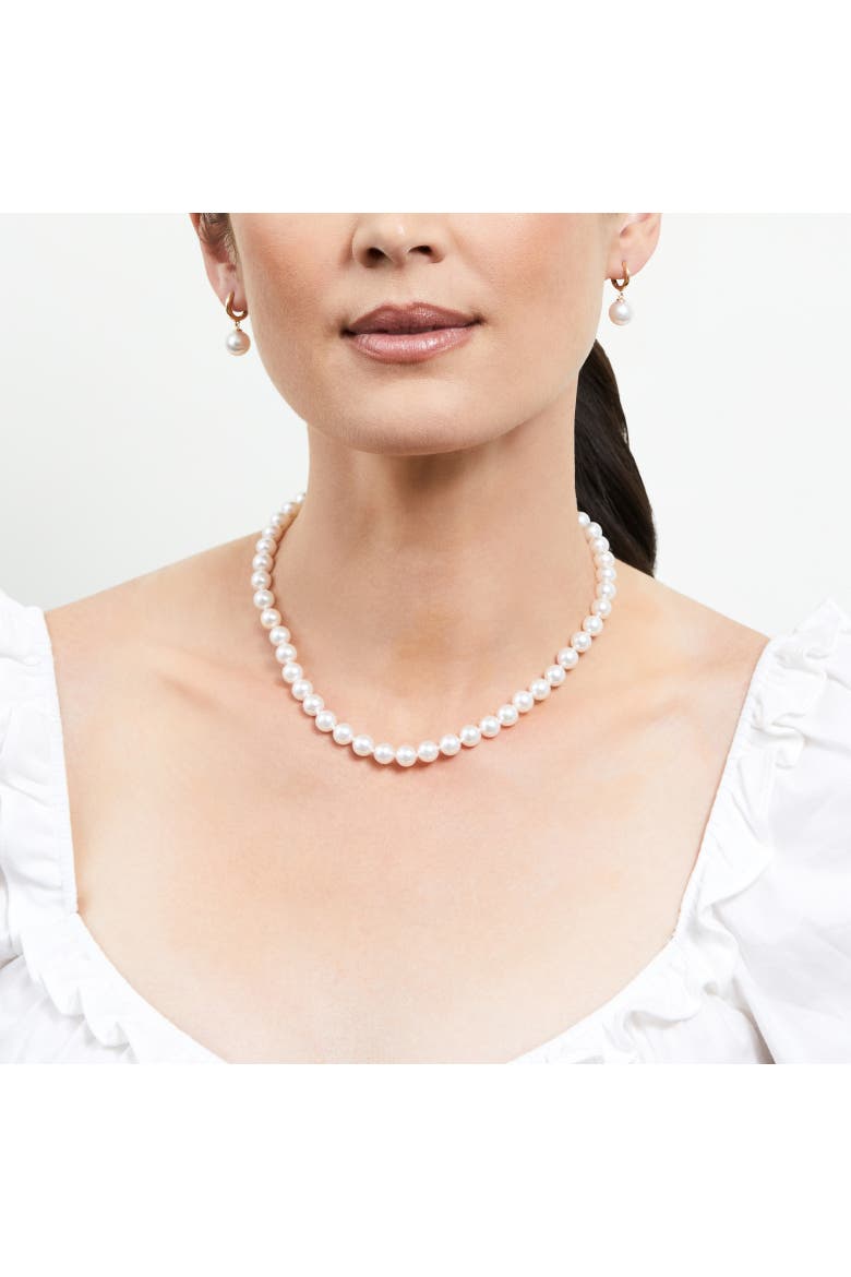 7.5-8.0mm Hanadama Akoya White Pearl Necklace, Main, color, Yellow Gold Clasp