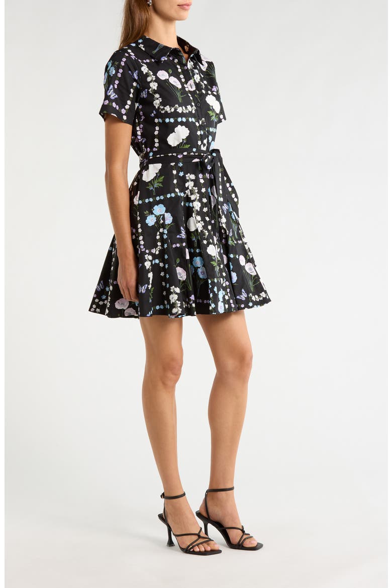 Floral Belted Shirtdress, Alternate, color, BLACK-PASTEL