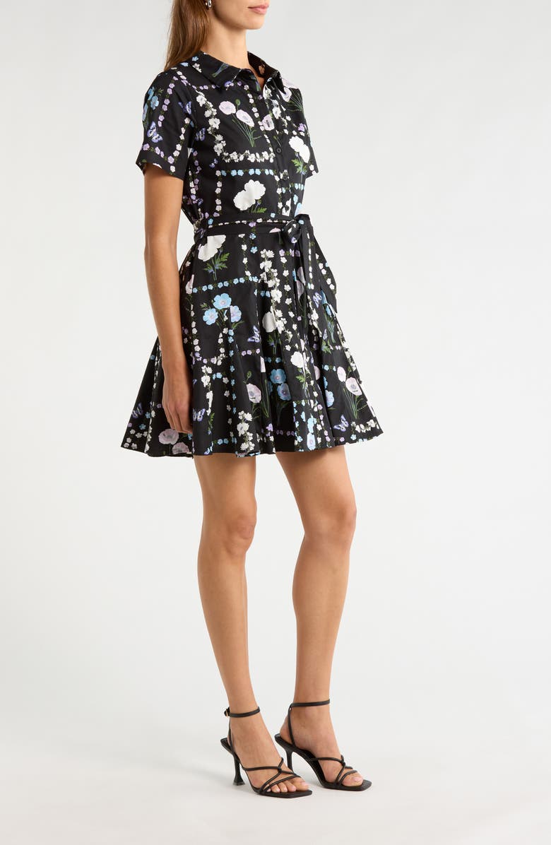 SUGARLIPS Floral Belted Shirtdress, Alternate, color, Black-Pastel