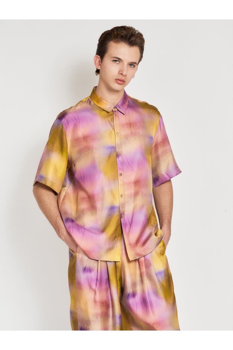 "Brooklyn" Oversized Silk Hawaii Shirt, Alternate, color, Pink
