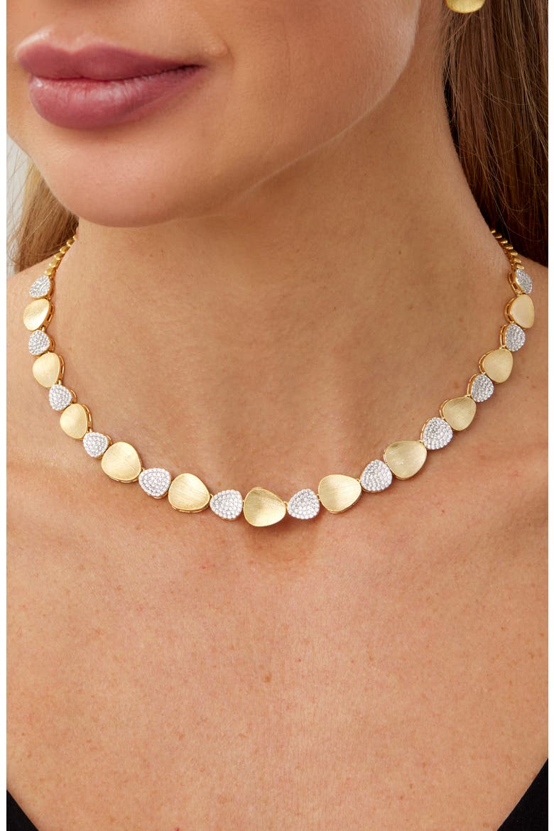 Pavé and Gold Collar Necklace, Alternate, color, YELLOW