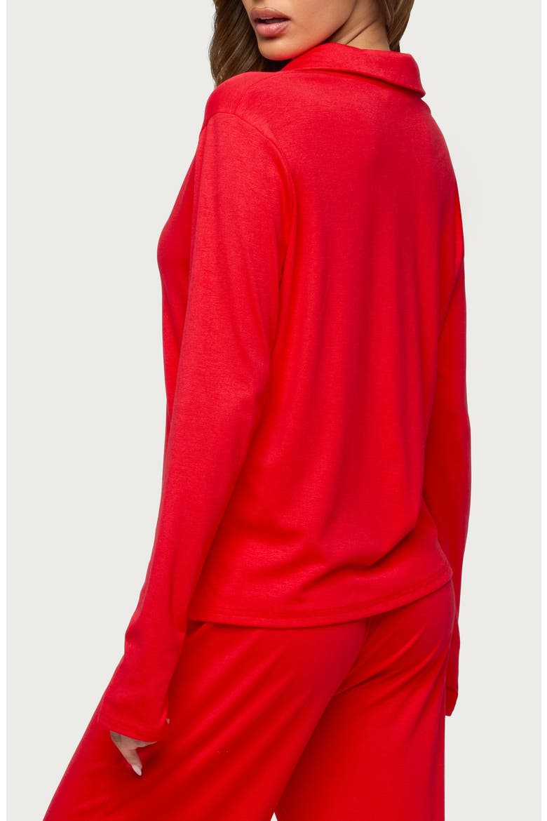 Justina Lounge Button-Up Top, Alternate, color, RED