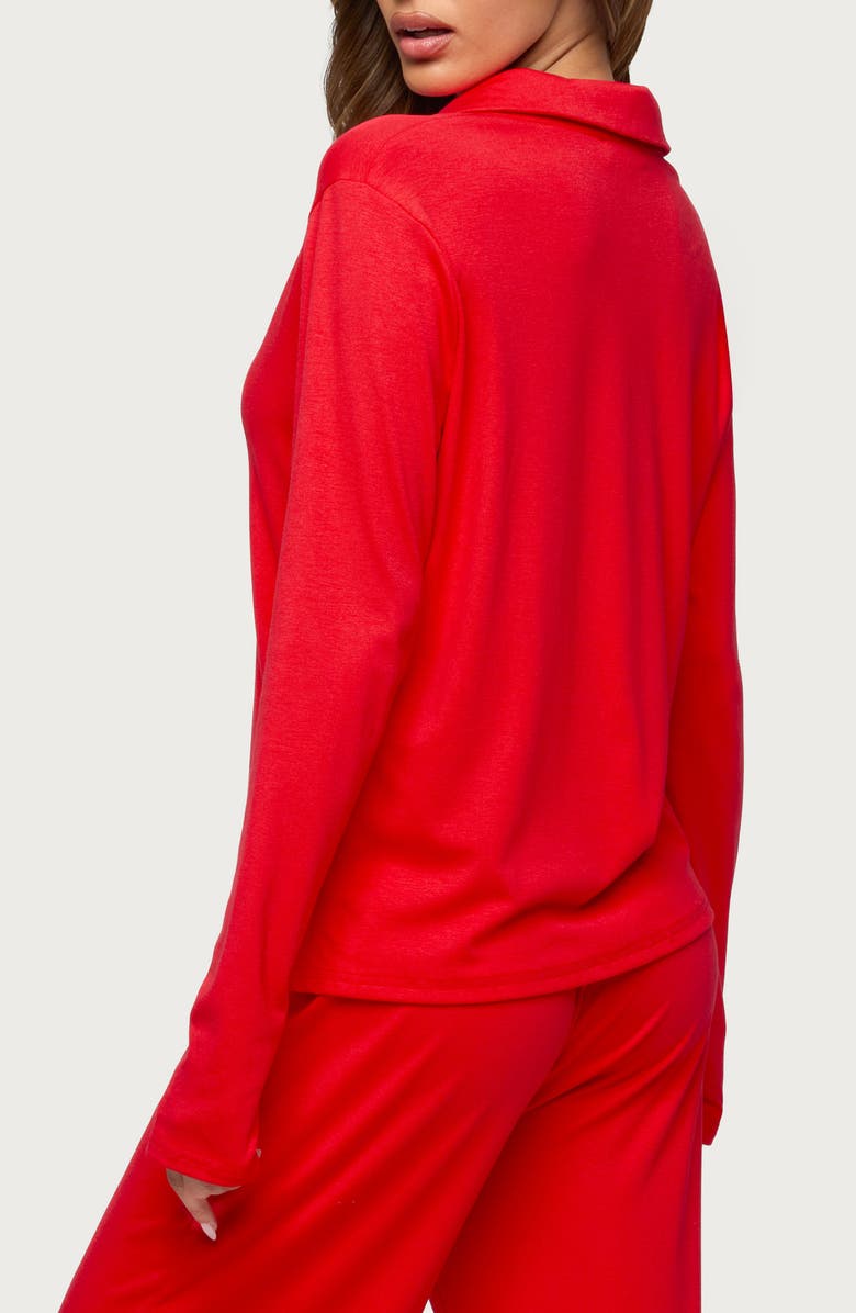 EDIKTED Justina Lounge Button-Up Top, Alternate, color,