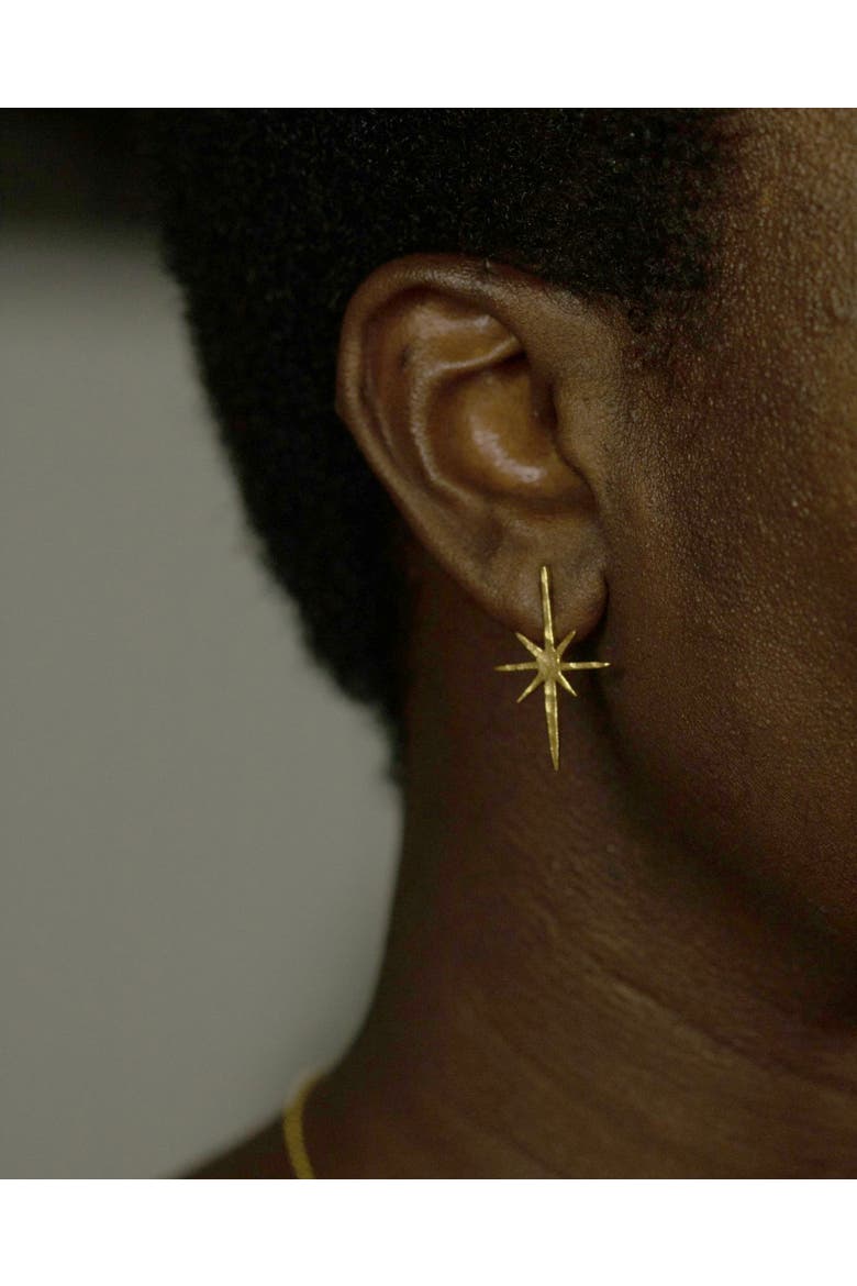 Northern Star Stud Earrings, Alternate, color, Brass