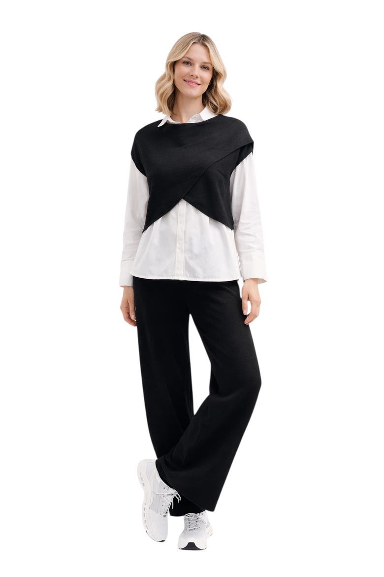 Cool Knit Flexible Waist Palazzo Pants, Alternate, color, Black