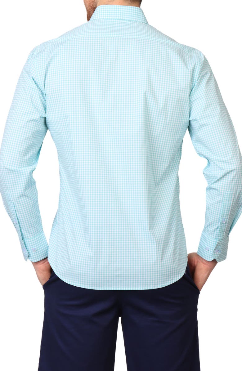TailorByrd Gingham Stretch Cotton Button-Up Shirt, Alternate, color, Seafoam