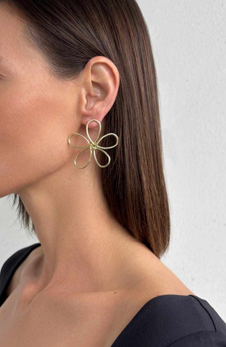 Adornia Oversize Flower Stud Earrings, Alternate, color, Gold