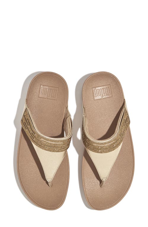 Fitflop Lulu Crystal Leather Wedge Sandal In Platino