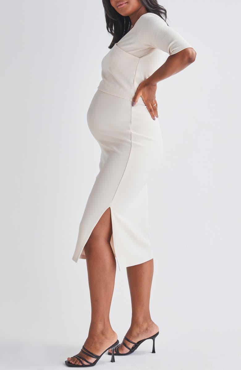 Angel Maternity Two-Piece Maternity/Nursing Crop Top & Midi Skirt Set, Alternate, color, 