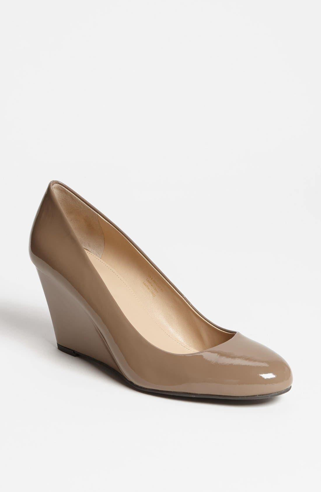 'Farley' Wedge Pump, Main, color, DARK TAUPE PATENT