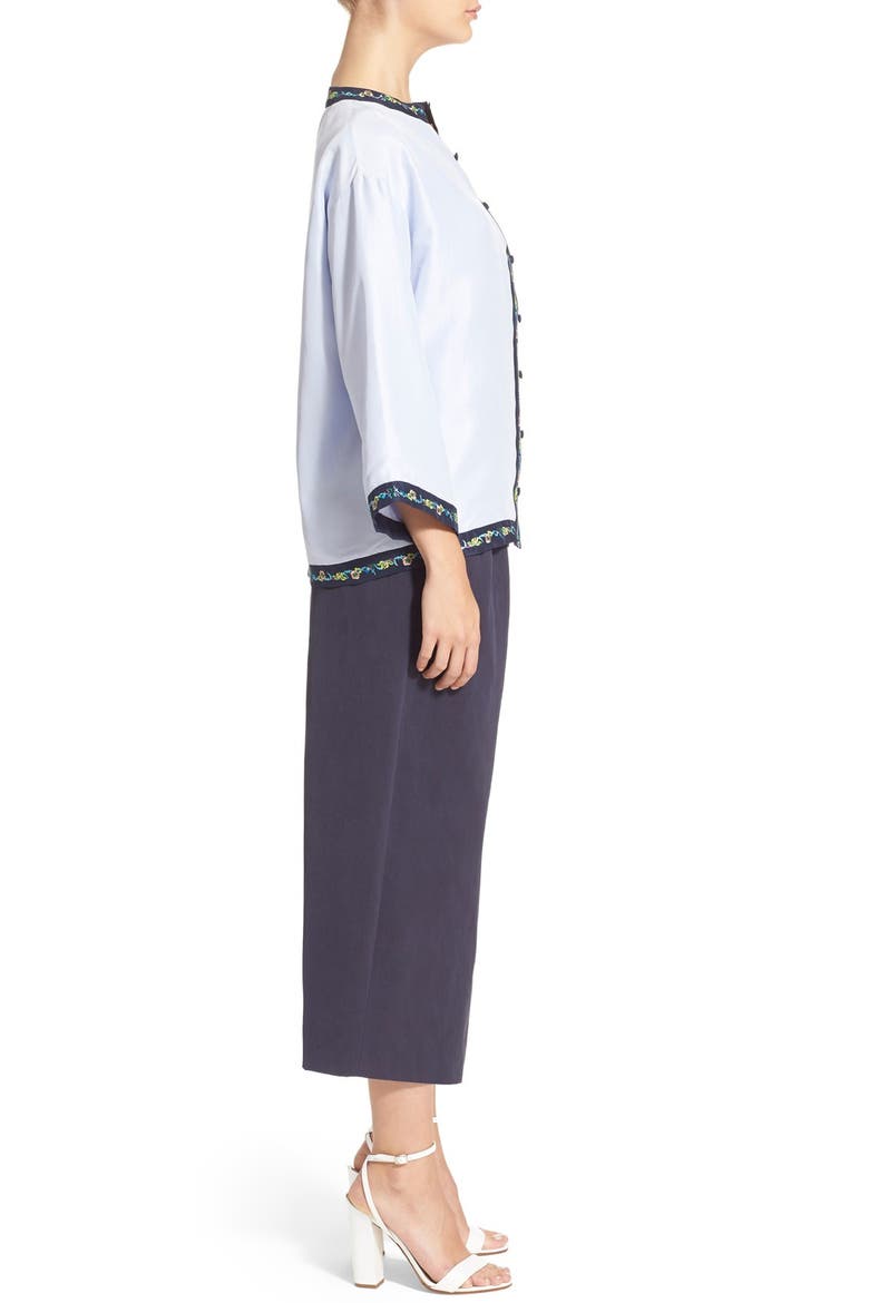'Rielly' Washed Cotton Crop Pants, Alternate, color, NAVY